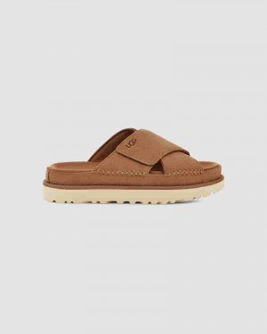 Sandały UGG Goldenstar Cross Slide Damskie Kawa | PLT8689C