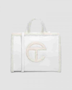 Torby UGG All Gender X TELFAR Medium Shopper Crinkle Damskie Białe | PLO8624K